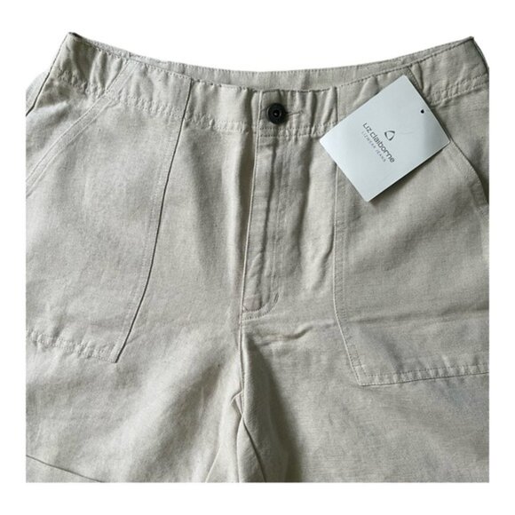 Liz Claiborne casual high waist Shorts 10 pockets zip button linen/cotton gray - Picture 2 of 12
